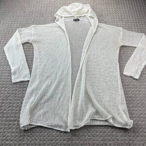 Introspect Plus Open Knit See Through Sweater Women Size 1X White Hooded